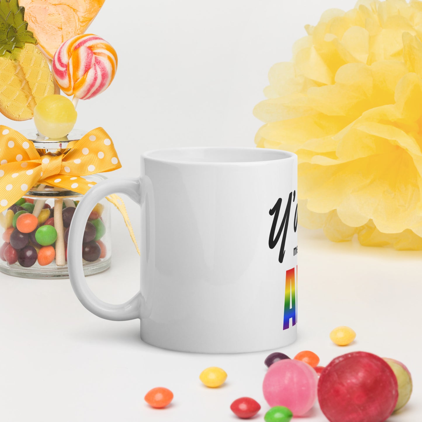 Y'all Means All white glossy mug