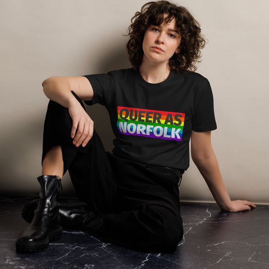Queer as Norfolk unisex premium cotton t-shirt.